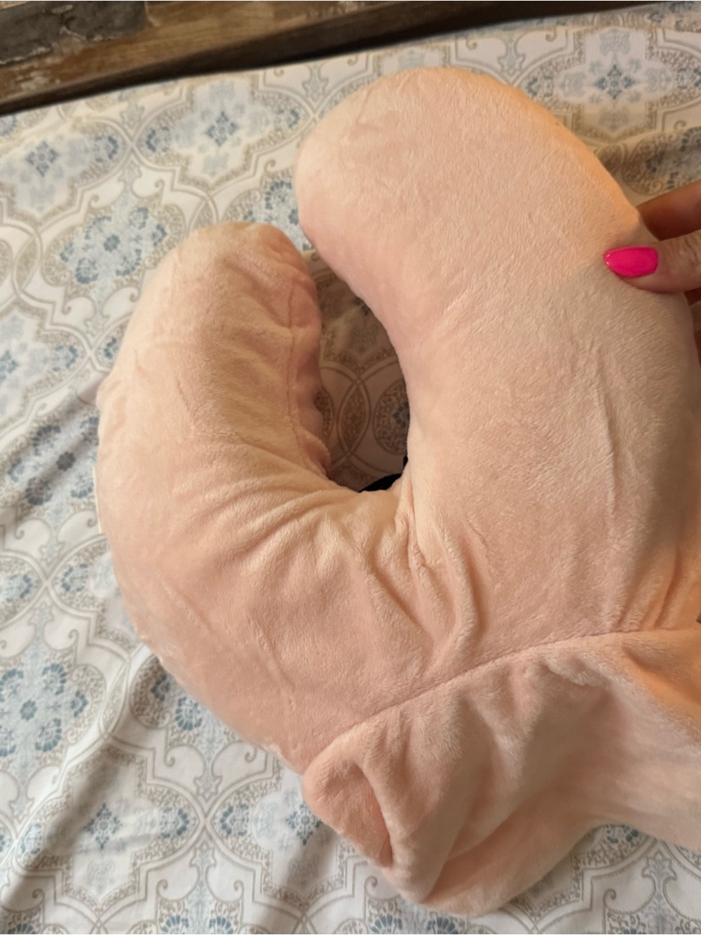 Plush U-Shaped Neck Pillow in Light Peach